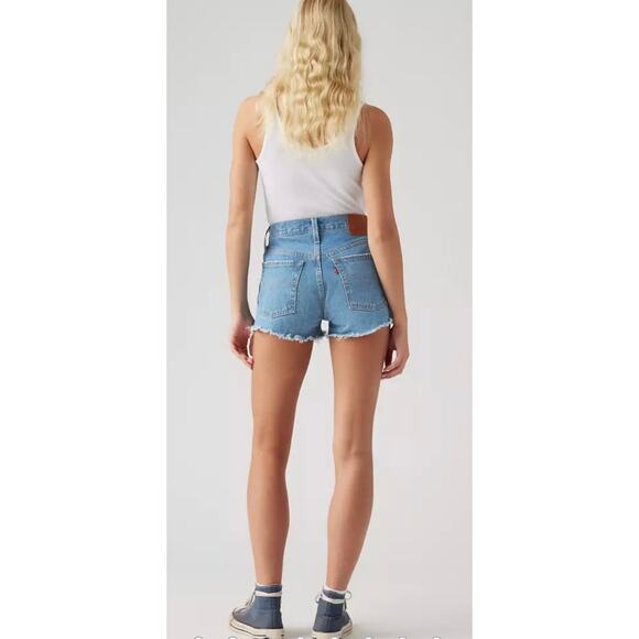 Levi's Premium 501 Original Fit High Rise Oxnard Athens Cut-Off Shorts Size 25 - Picture 3 of 11